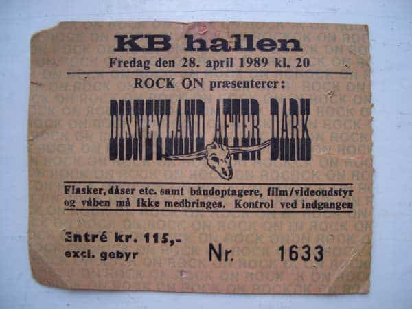 TICKET FOR KB HALLEN, CPH (DK), APRIL 28, 1989