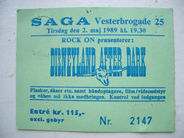 TICKET FOR SAGA, CPH (DK), MAY 2, 1989