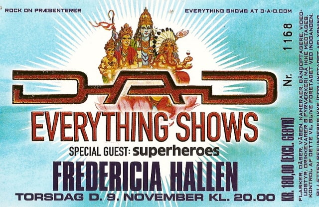 TICKET FOR EVERYTHING SHOWS, FREDERICIAHALLEN (DK), NOVEMBER 9, 2000
