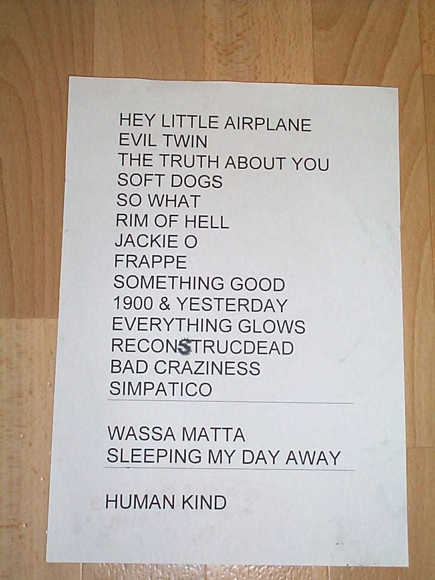 SETLIST FROM FAUST, HANNOVER, APRIL 12, 2002