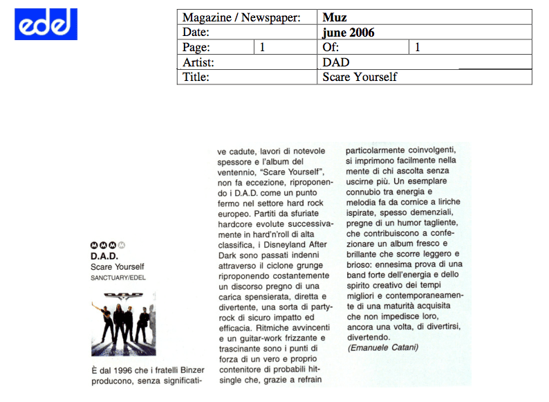 ITALIAN REVIEW OF SCARE YOURSELF