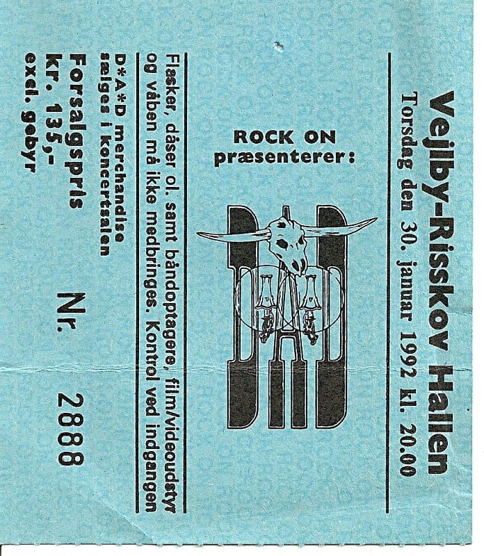 TICKET FOR VEJLBY-RISSKOV HALLEN (DK), JANUARY 30, 1992